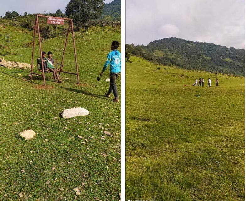 समाजसेवी साउँद द्वारा पर्यटकिय स्थलकाे रूपमा विकसित भैरहेकाे बगलेकमा पिङ निर्माण